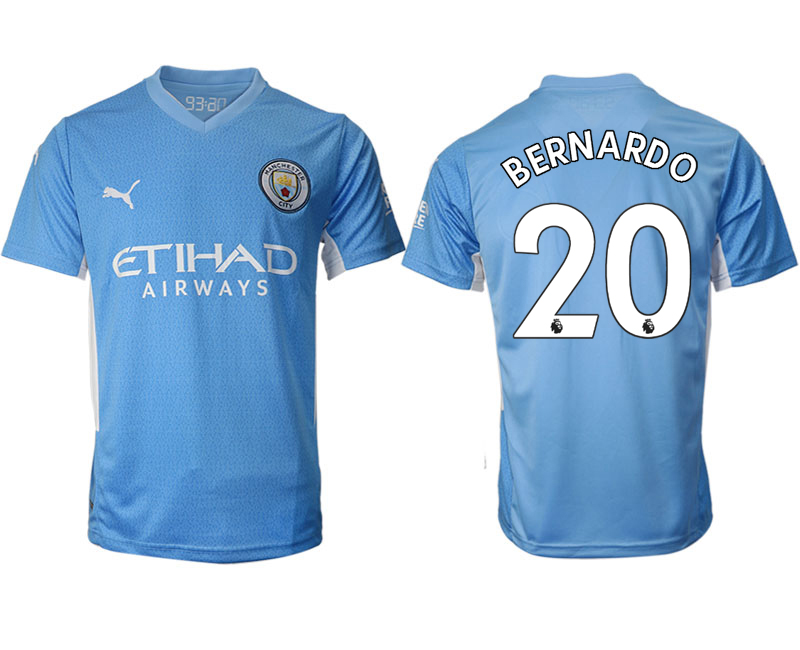 Cheap Men 2021-2022 Club Manchester city home aaa version blue 20 Soccer Jersey
